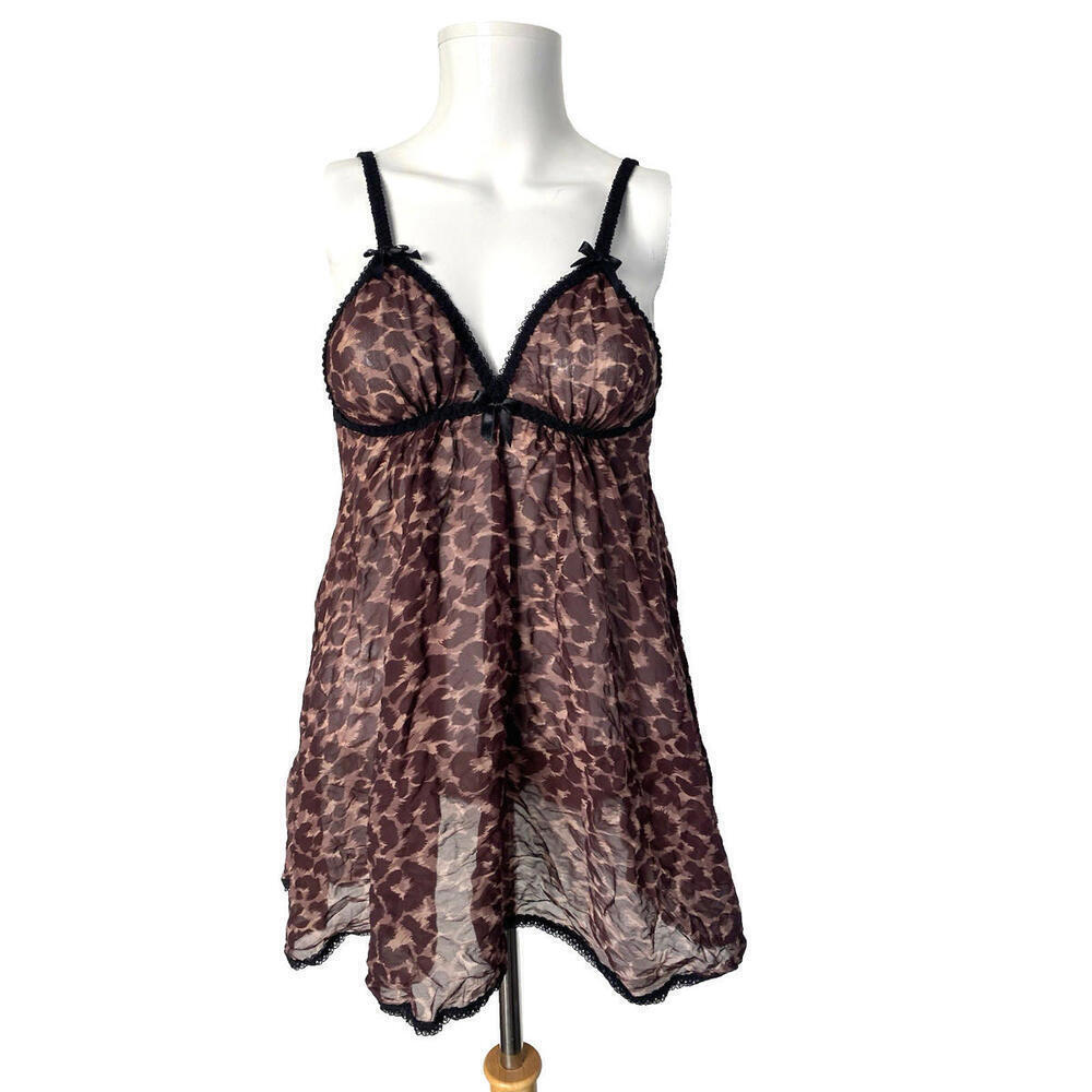 Agent Provocateur Esme Brown Leopard Animal Print Cami Lingerie 2 Open back